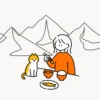 まーや（イラスト）の背景に山のイラスト